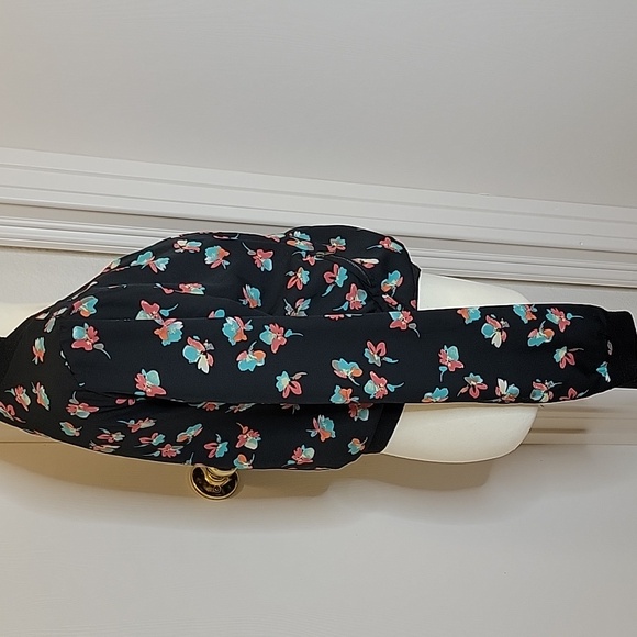 Charlotte Russe Black Floral Nylon Bomber Jacket Sz Small - Picture 2 of 6
